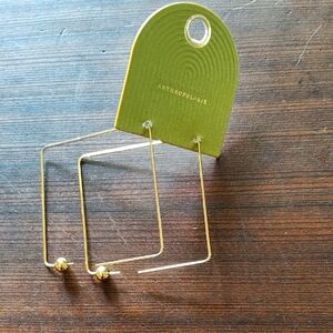 Anthropologie Gold Square Hoop Earrings